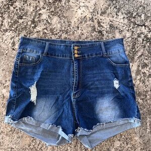 Trendy Distressed Blue Jean Shorts